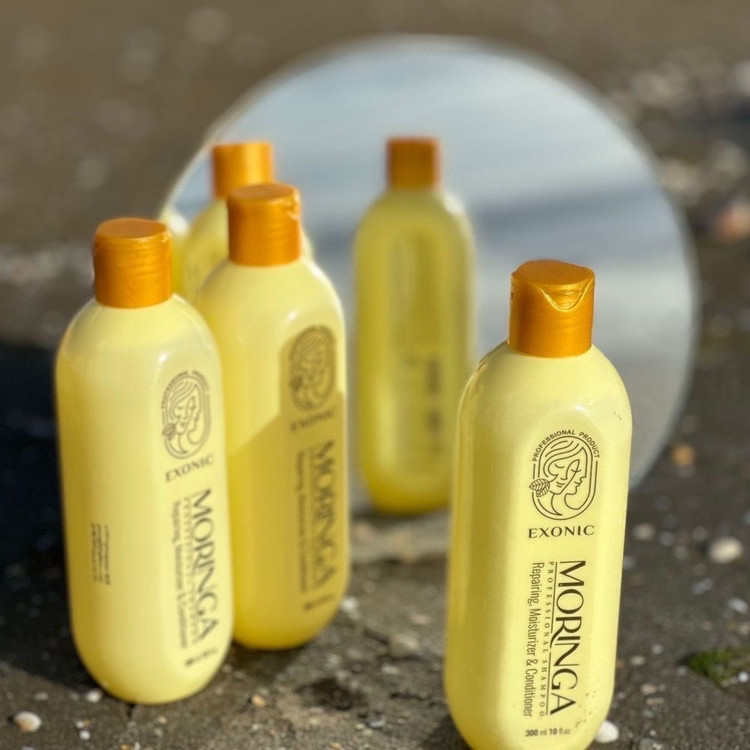 شامپو تقویت کننده مو اصلی مجموعه سه عددی اکسونیک مدل روغن مورینگا حجم 300 میلی لیتر اصل